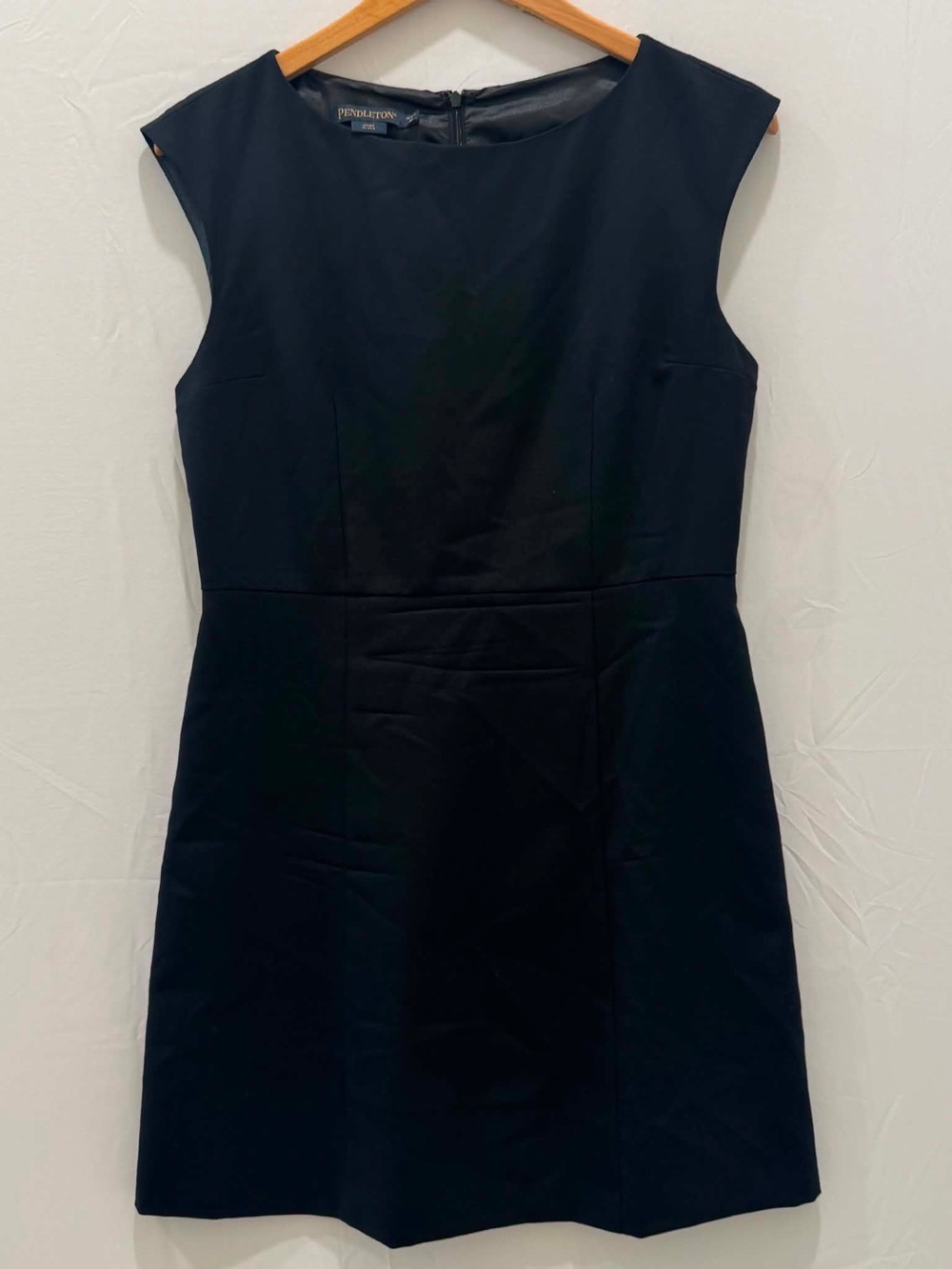 Pendleton Women Classic Black Sheath Dress Virgin Wool Petite Size 10